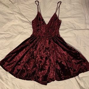 Burgundy crushed velvet romper